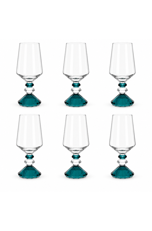 Conjunto de Taça de Vinho Sandy Azul em Vidro 600ml 6 Peças