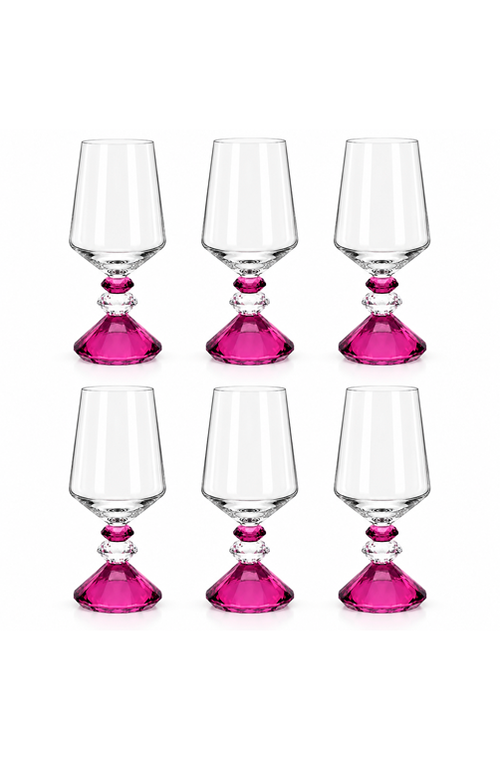 Conjunto de Taça de Vinho Sandy Rosa em Vidro 600ml 6 Peças