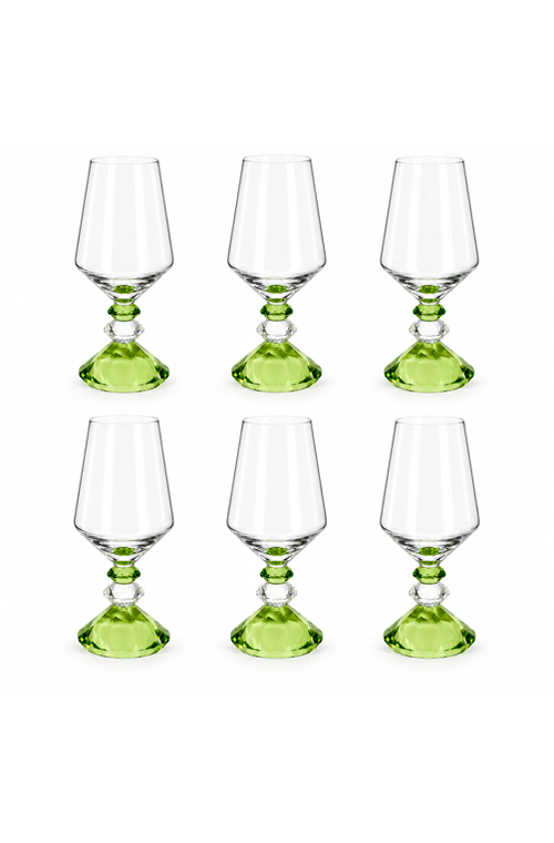 Conjunto de Taça de Vinho Sandy Verde em Vidro 600ml 6 Peças