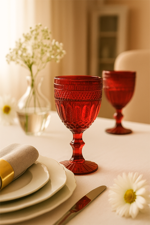 Conjunto 6 Taças de Água Brand 320ml Vermelho Vidro