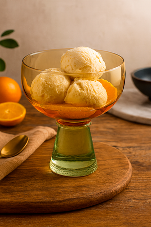 Taça de Sobremesa em Vidro Aurora Laranja e Verde 400ml