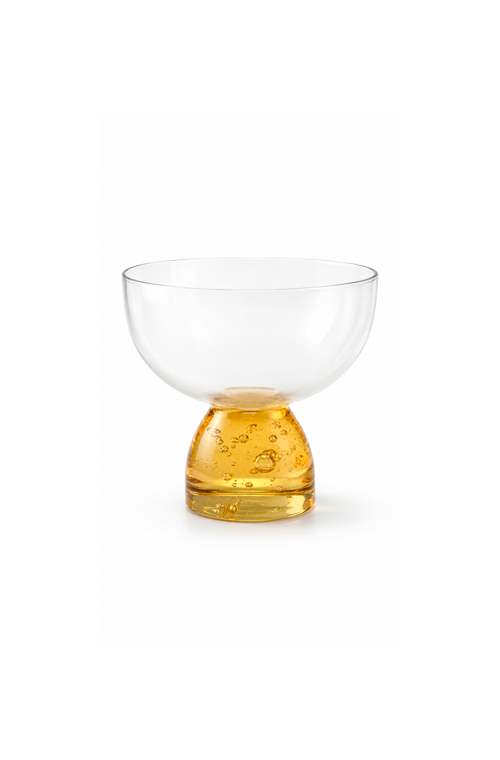 Taça de Sobremesa Meia Lua Bubble Âmbar em Vidro 250ml