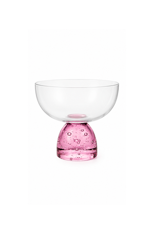 Taça de Sobremesa Meia Lua Bubble Rosa em Vidro 250ml