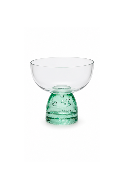Taça de Sobremesa Meia Lua Bubble Verde em Vidro 250ml