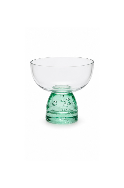 Taça de Sobremesa Meia Lua Bubble Verde em Vidro 250ml