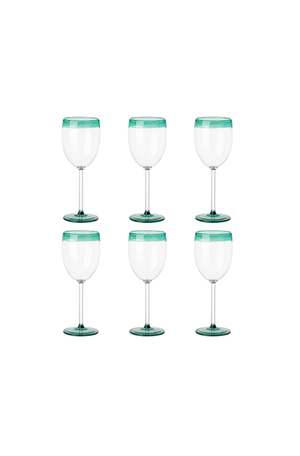 Conjunto de Taças com Detalhe Verde em Vidro Borossilicato 280ml 6 Peças