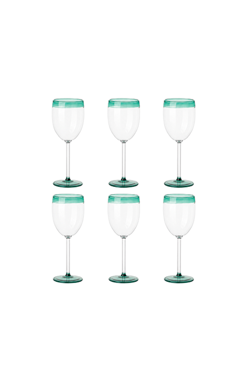 Conjunto de Taças com Detalhe Verde em Vidro Borossilicato 280ml 6 Peças