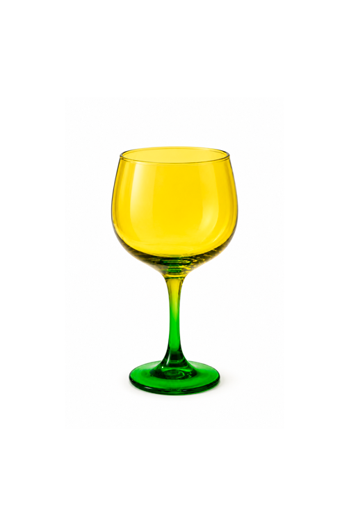 Taça Bicolar Verde e Amarela em Vidro 400ml
