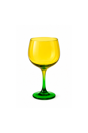 Taça Bicolar Verde e Amarela em Vidro 400ml