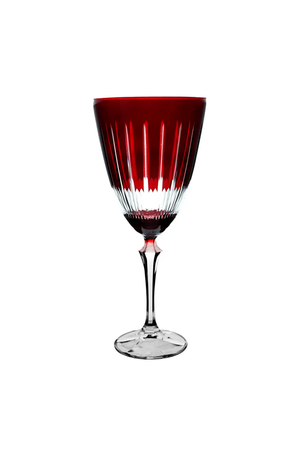 Taça de Vinho Elizabeth Lapidado Vermelha em Cristal 350ml