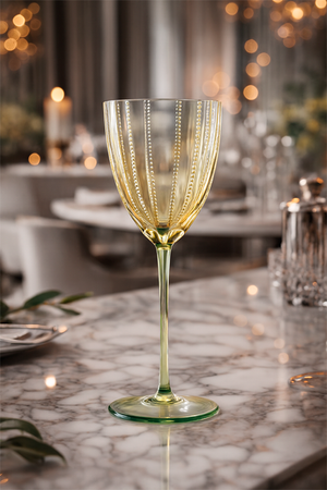 Taça de Vinho Meg Amarelo com Base Verde 350ml