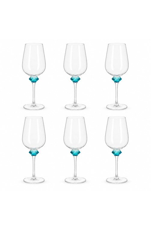 Conjunto de Taça de Vinho Branco Azul em Vidro 510ml 6 Peças