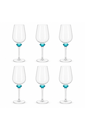 Conjunto de Taça de Vinho Branco Sandy Azul em Vidro 510ml 6 Peças