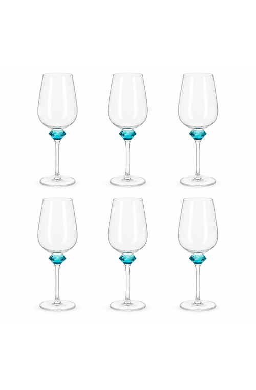 Conjunto de Taça de Vinho Branco Sandy Azul em Vidro 510ml 6 Peças