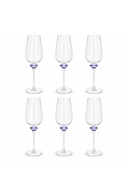 Conjunto de Taça de Vinho Branco Lilás em Vidro 510ml 6 Peças
