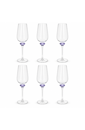 Conjunto de Taça de Vinho Branco Sandy Lilás em Vidro 510ml 6 Peças