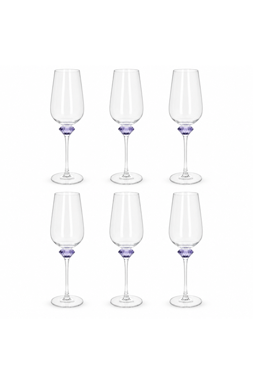 Conjunto de Taça de Vinho Branco Sandy Lilás em Vidro 510ml 6 Peças