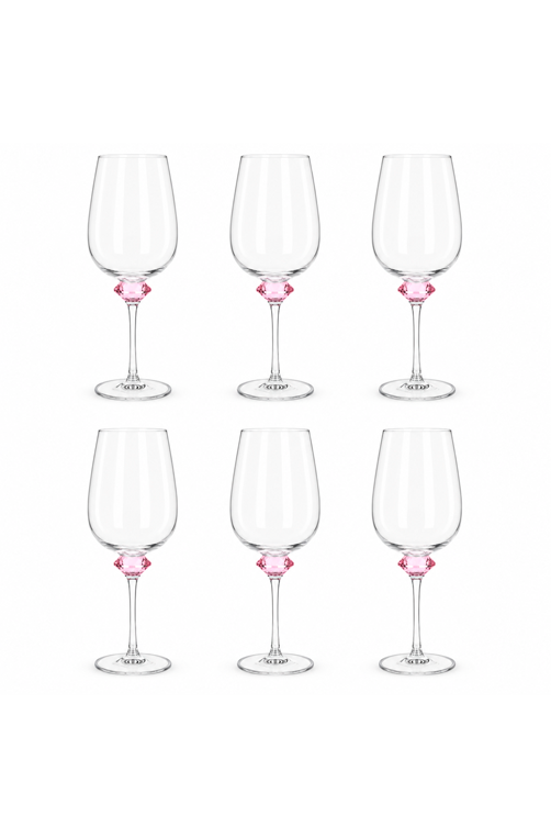 Conjunto de Taça de Vinho Branco Rosa em Vidro 510ml 6 Peças