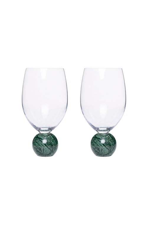 Conjunto de Taças de Vinho com Base de Mármore Verde 520ml 2 Peças