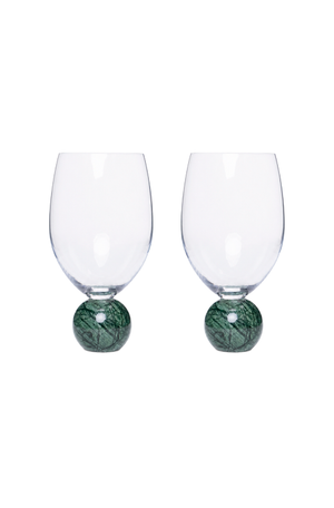 Conjunto de Taças de Vinho com Base de Mármore Verde 520ml 2 Peças