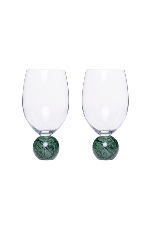Conjunto de Taças de Vinho com Base de Mármore Verde 520ml 2 Peças