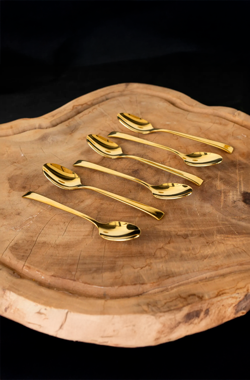 Conjunto 6 Colheres de Chá de Aço Inox Berna Dourado