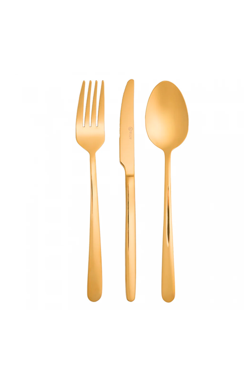 Faqueiro Viena Dourado em Aço Inox 12 Peças