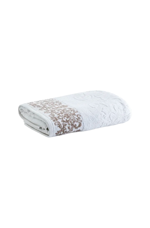Toalha de Banho Jacquard Medalhão Branco