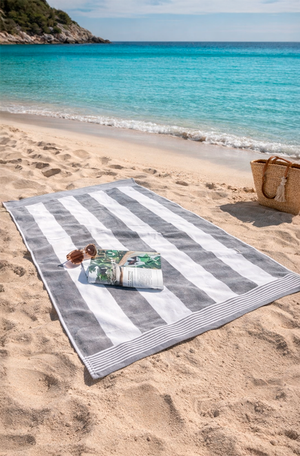 Toalha de Praia Aveludada Sardenha Cinza