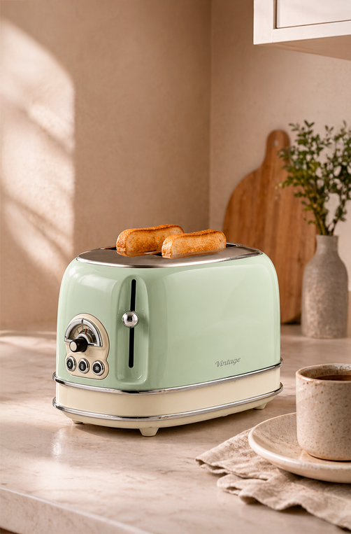 Torradeira Elétrica Ariete 155 Vintage Verde 6 Níveis de Tostagem 750W