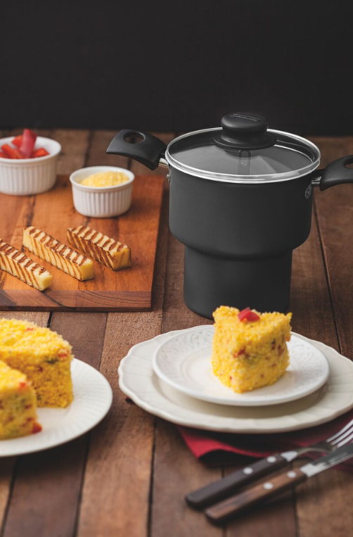 Cuscuzeira Turim em Alumínio Antiaderente Starflon Max Chumbo 1,9 L