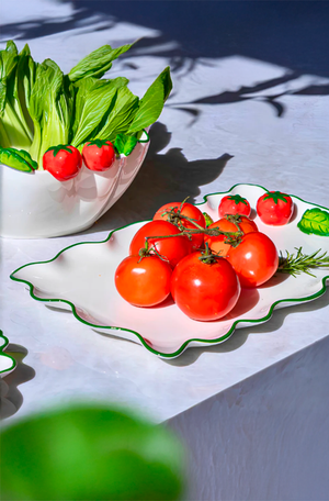Bandeja de Tomates Retangular em Porcelana 37cm