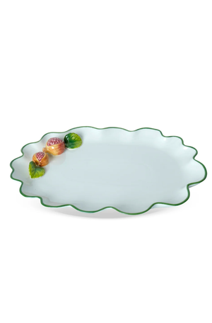 Bandeja Romã Oval em Porcelana 30cm