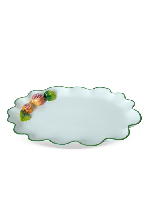 Bandeja Romã Oval em Porcelana 30cm