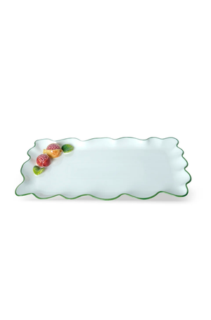 Bandeja Romã Retangular em Porcelana 37cm