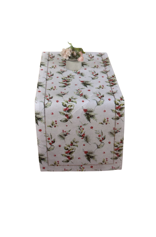 Caminho de Mesa Natalino Dupla Face Glamour Festivita Musgo 40x140M