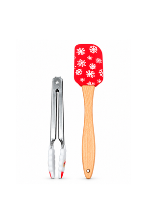 Conjunto de Espátula e Pegador Natalino Floco de Neve em Silicone 2 Peças