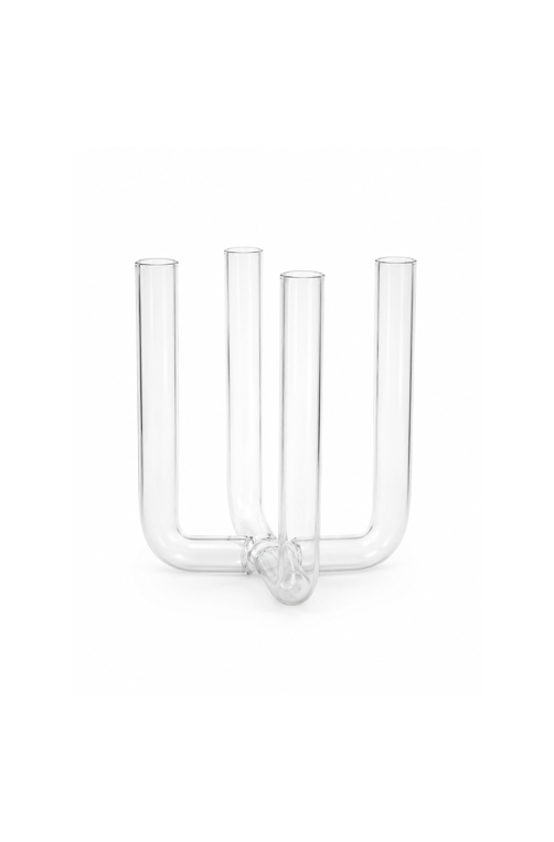 Vaso Decorativo 4 Pontas de Tubos em Vidro 19x19,5cm