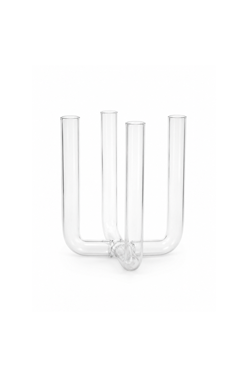 Vaso Decorativo 4 Pontas de Tubos em Vidro 19x19,5cm