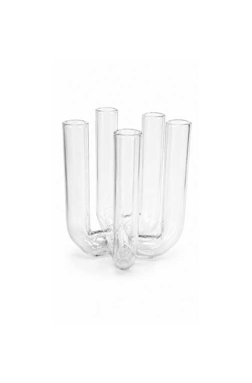 Vaso Decorativo 5 Pontas de Tubos em Vidro 14x15cm