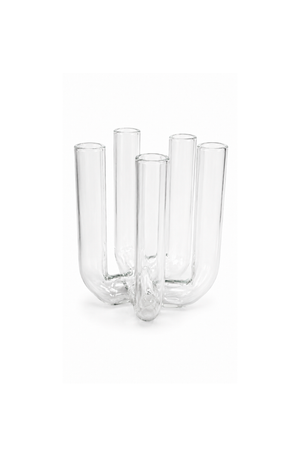 Vaso Decorativo 5 Pontas de Tubos em Vidro 14x15cm