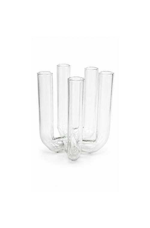 Vaso Decorativo 5 Pontas de Tubos em Vidro 14x15cm