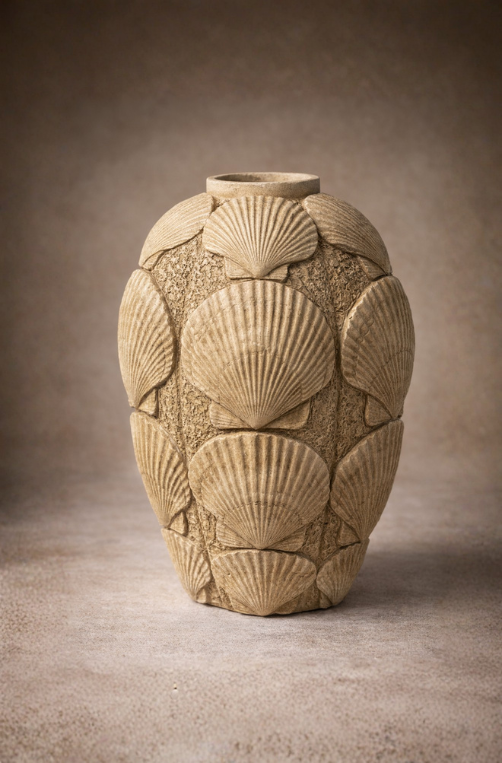 Vaso Médio Concha de Pó de Pedra
