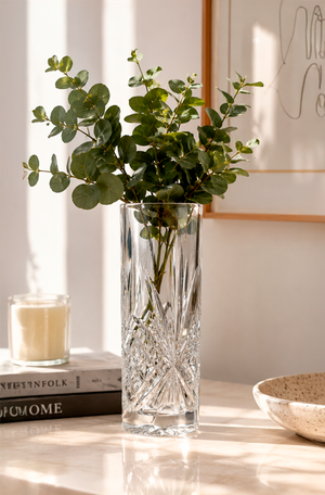 Vaso Decorativo Transparente Arranjo Flores em Cristal