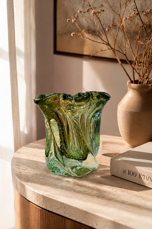 Vaso de Murano Decorativo Verde em Vidro