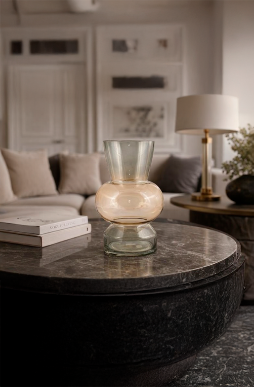 Vaso Decorativo Champagne Translúcido de Vidro