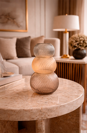 Vaso Decorativo Fumê Claro com Âmbar em Degradê de Vidro