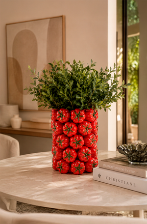 Vaso Decorativo de Tomate Vermelho em Cerâmica 28cm