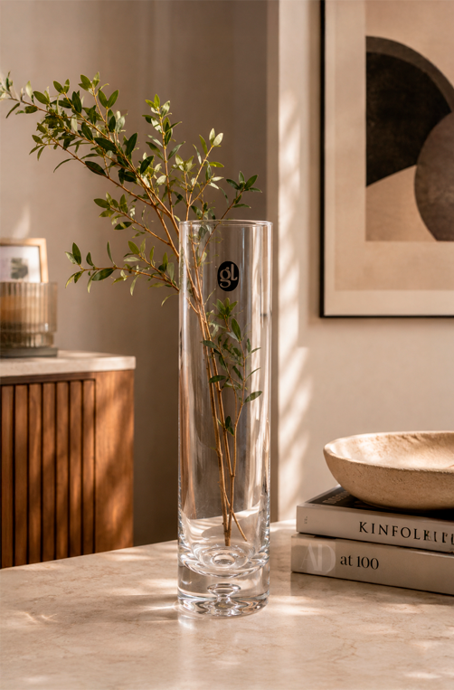Vaso de Tubo Fino Transparente em Vidro 26cm