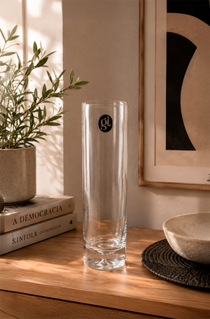 Vaso de Tubo Fino Transparente em Vidro 22cm